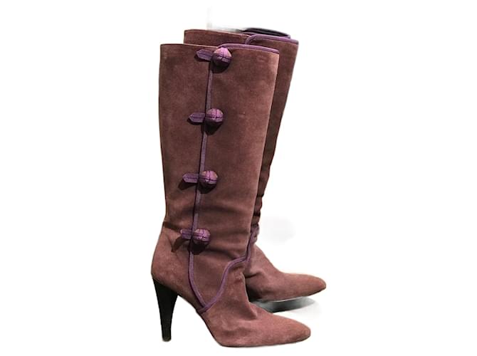 Céline CELINE  Boots T.eu 37 Suede Purple  ref.823552