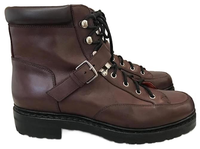 Hermès HERMES  Ankle boots T.eu 40 Leather Brown  ref.823647