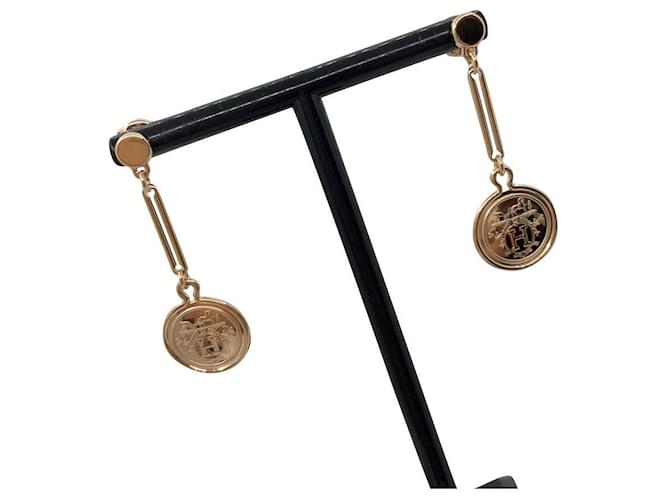 Hermès Ex Libris danging 18k Rose Gold earrings box Golden Pink gold  ref.824131