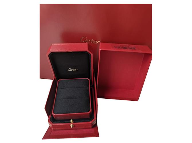 Cartier Mariage fiançailles Couple anneau intérieur et extérieur boîte sac en papier Rouge  ref.824132