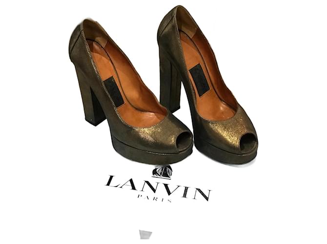 LANVIN  Heels T.eu 36 Leather Golden  ref.824238