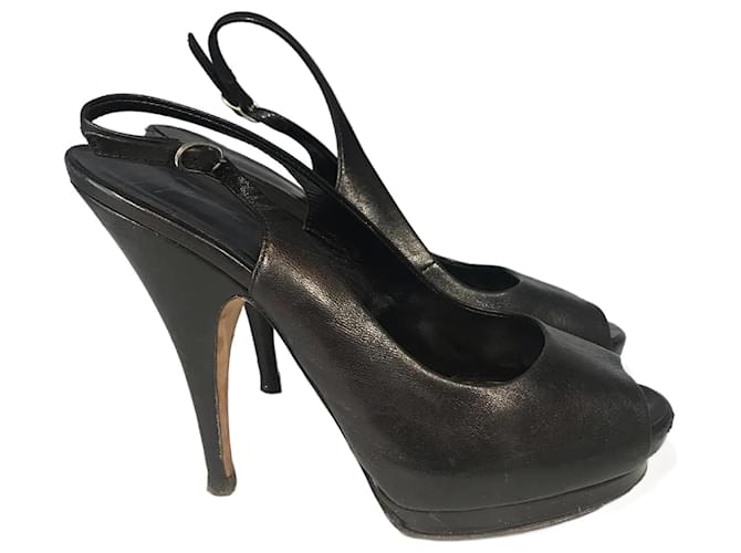 GIUSEPPE ZANOTTI  Heels T.eu 38.5 Leather Black  ref.824349