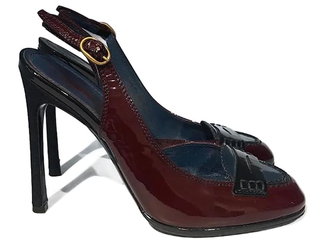 YVES SAINT LAURENT Heels T.eu 35.5 Patent leather Dark red ref.824444 -  Joli Closet