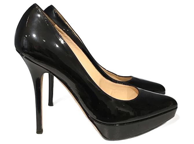 YVES SAINT LAURENT  Heels T.eu 38.5 Patent leather Black  ref.824446