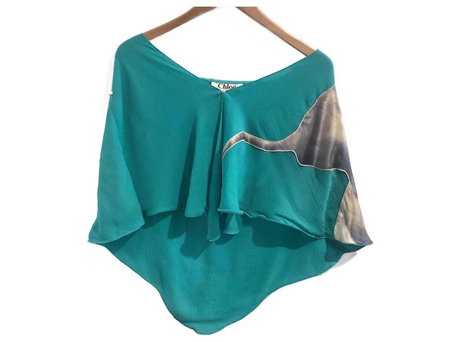 Chloé CHLOE Sciarpe T.  silk Turchese Seta