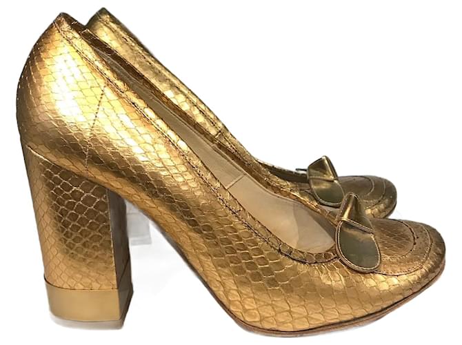 Chloé CHLOE Heels T.EU 37.5 Exotische Leder Golden Exotisches Leder  ref.824556