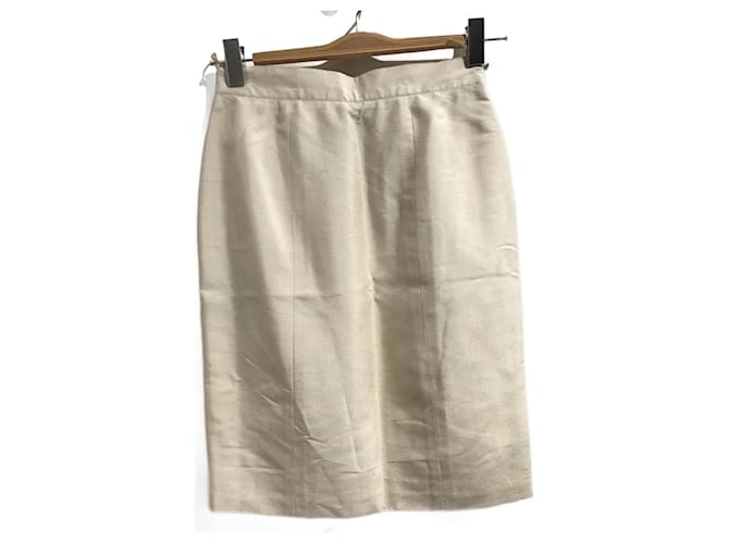 CHANEL  Skirts T.International S Silk Cream  ref.824604