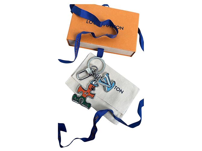 Ciondolo amico puzzle Louis Vuitton Blu Arancione Silver hardware
