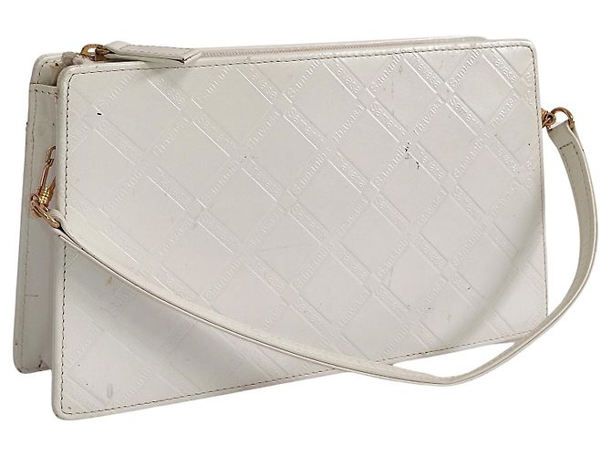 Autre Marque Handtasche aus weißem Leder mit Perleffekt