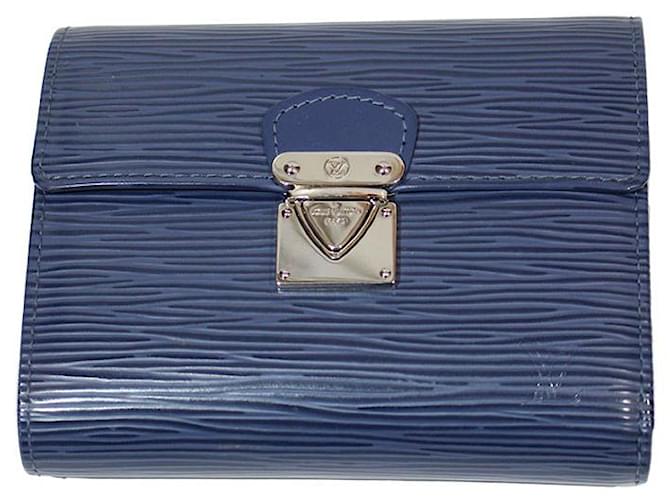 Louis Vuitton portafogli Blu Pelle  ref.825241
