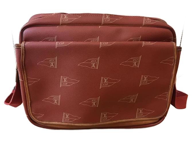 Louis Vuitton America's Cup Pouch in Red Coated Canvas and Natural