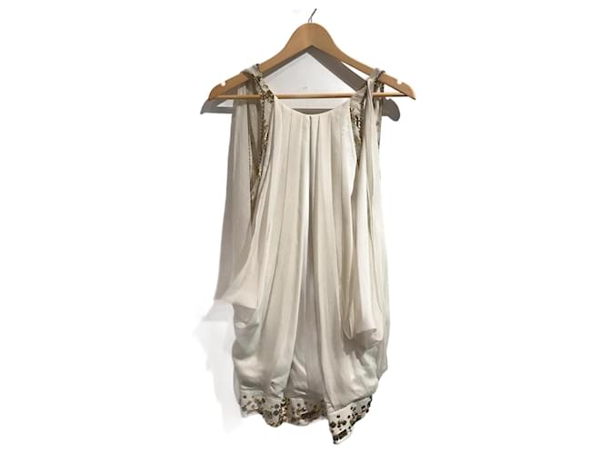 BALMAIN  Dresses T.International S Silk White  ref.825750