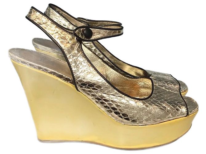 Sandali PRADA T.EU 37 Pelli esotiche Argento