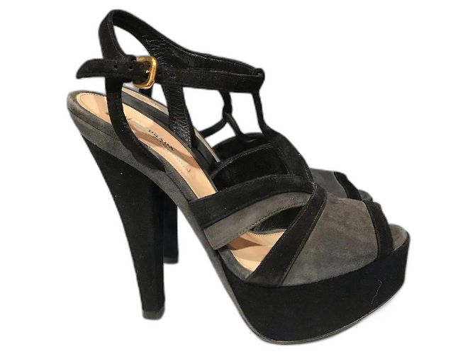 Sandali PRADA T.EU 38.5 Camoscio Grigio