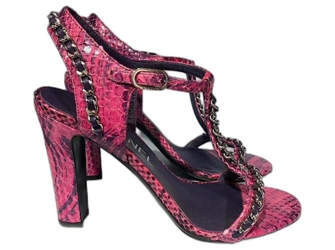 CHANEL  Sandals T.eu 36 Exotic leathers Pink  ref.826013