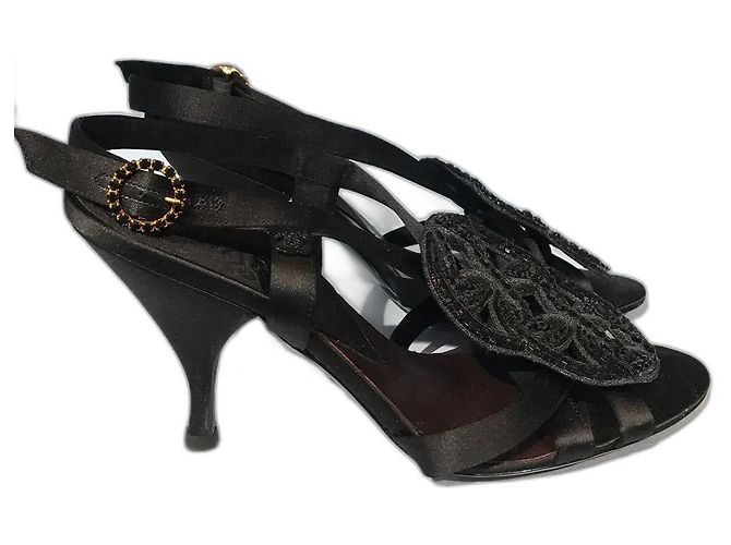 Sandali CHANEL T.EU 37.5 Tessuto Nero