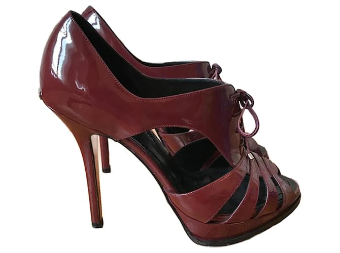 DIOR  Sandals T.eu 36.5 Patent leather Dark red  ref.826029