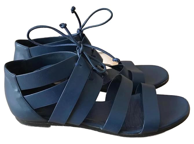 Hermès HERMES  Sandals T.eu 40.5 Leather Blue  ref.826071
