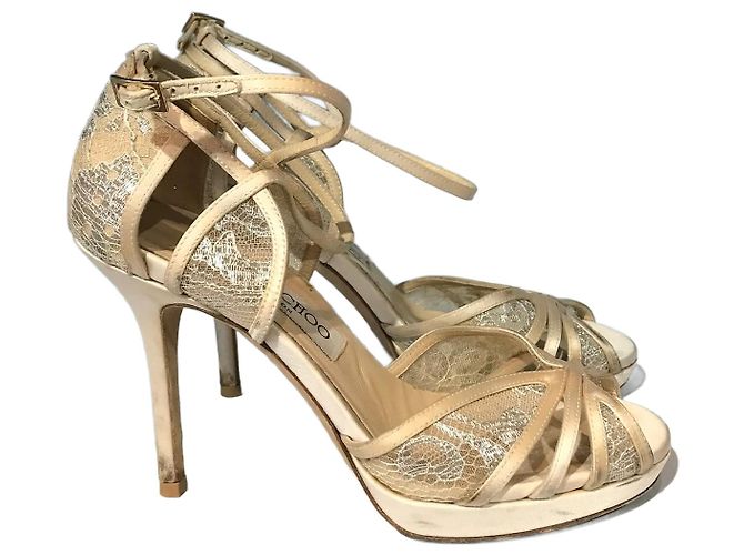 Sandali JIMMY CHOO T.EU 35 Tessuto Beige