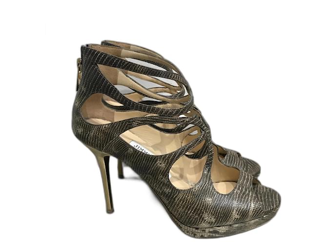 JIMMY CHOO Sandalen T.EU 36.5 Exotische Leder Beige Exotisches Leder  ref.826087