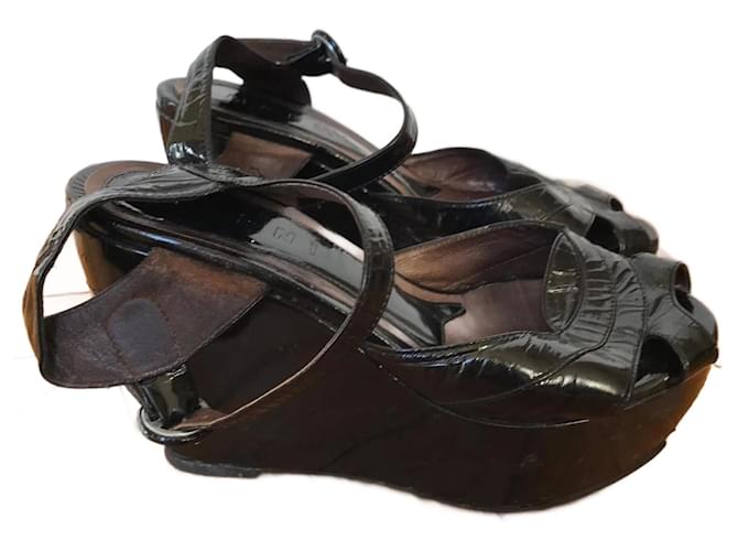 MARNI  Sandals T.eu 37 Patent leather Black  ref.826111