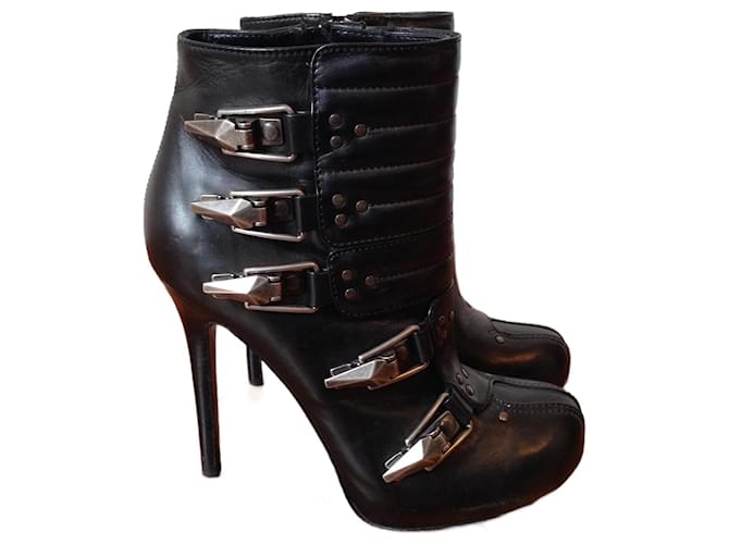 ALEXANDER MCQUEEN  Ankle boots T.eu 37.5 Leather Black  ref.826177