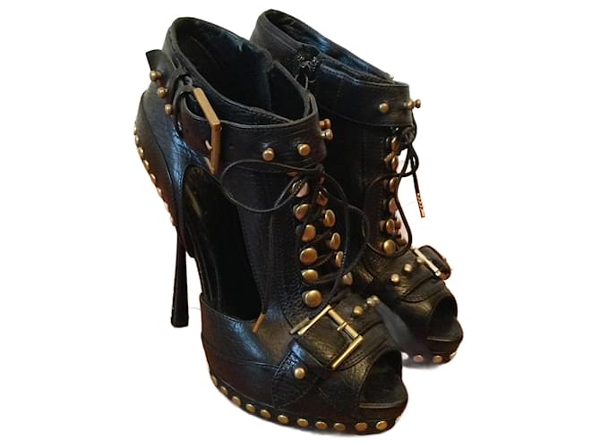 ALEXANDER MCQUEEN Botins T.eu 37 couro de vaca Preto  ref.826181