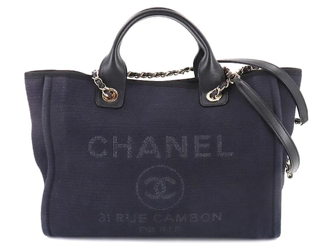 Chanel Blu navy Tela  ref.826291