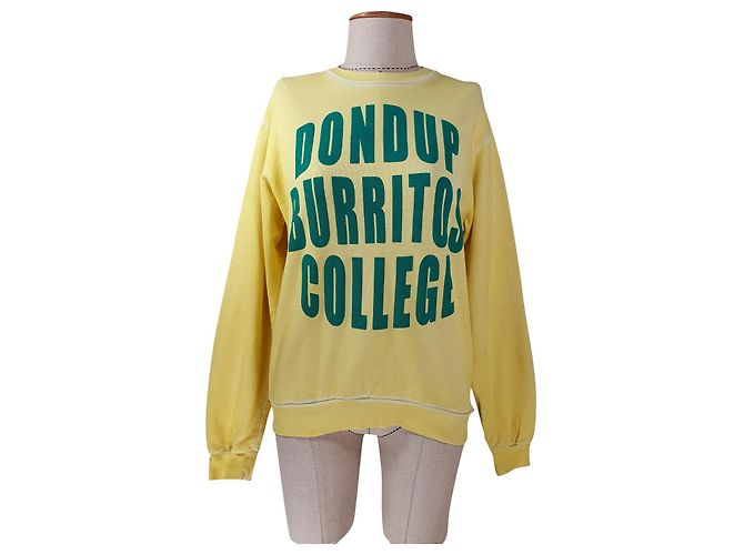 Dondup Rundhals-Sweatshirt aus gelber Baumwolle Grün