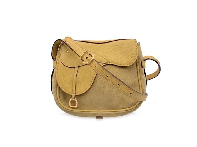 Gucci Vintage Yellow Leather Suede Saddle Convertible Belt Bag  ref.826342