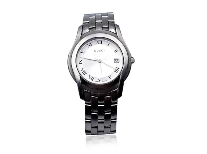 Gucci stainless steel 5500 M Quartz Wrist Watch Date Indicator Silvery  ref.826347