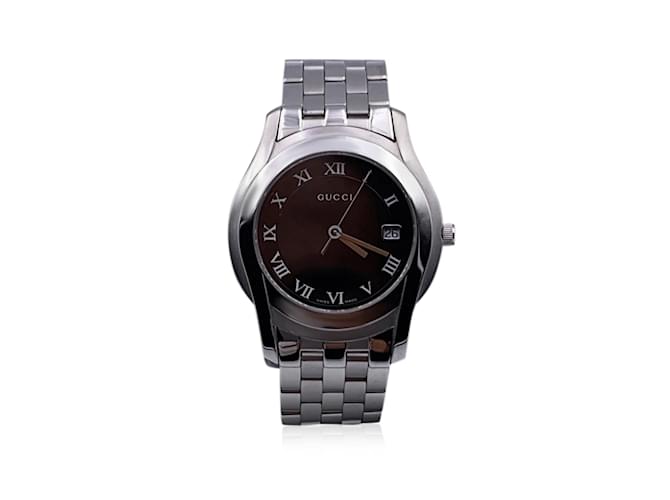 Gucci Edelstahl-Mod 5500 M Unisex-Armbanduhr Schwarz Silber  ref.826348