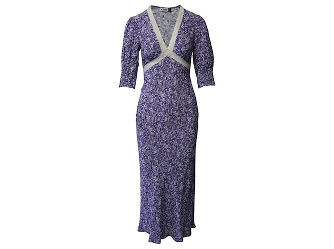Autre Marque Rixo Gemma Meadow Floral Midi Dress in Lilac Print Viscose Purple Cellulose fibre  ref.826368