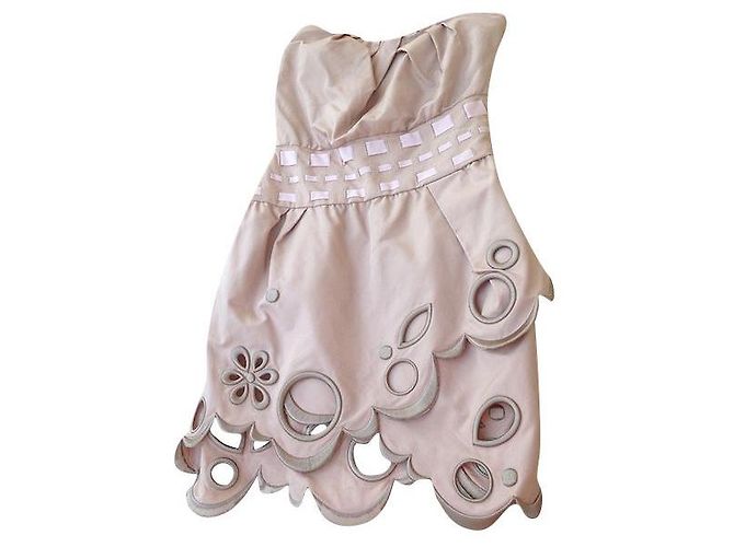 Victor & Rolf VIKTOR&ROLF Trägerloses kurzes Kleid Beige Baumwolle Pink