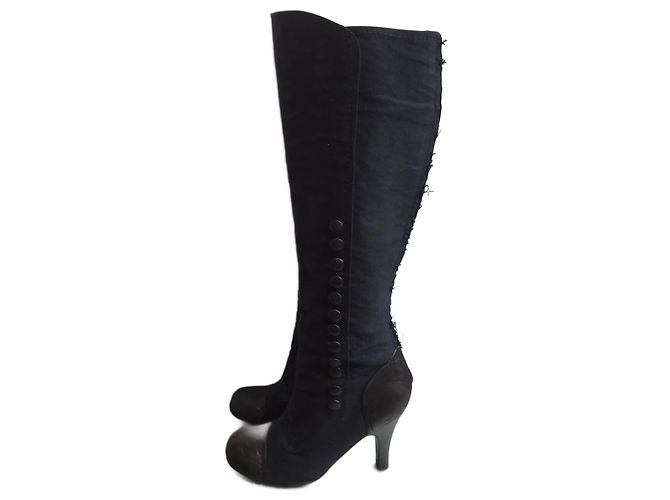 LANVIN Boots T.EU 38 Leather Black