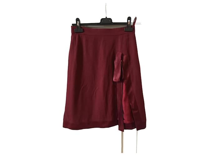 BALENCIAGA  Skirts T.fr 38 SYNTHETIC Dark red  ref.827122