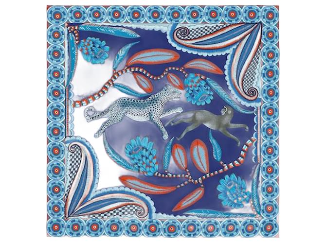 Hermès HERMES Foulards T.  silk Soie Bleu  ref.827271