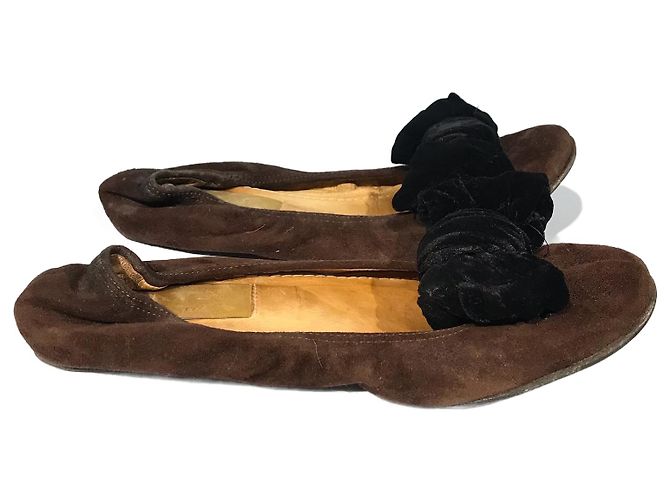 Ballerines LANVIN T.EU 36.5 Suède Marron