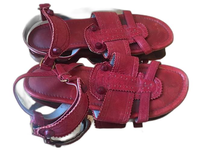 BALENCIAGA  Sandals T.eu 38 Leather Red  ref.827338