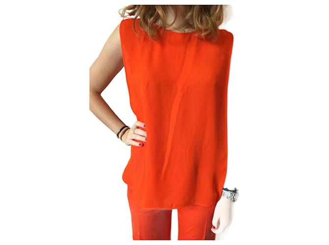 Stella Mc Cartney T-shirts STELLA MCCARTNEY.fr 36 SYNTHÉTIQUE Orange  ref.827354