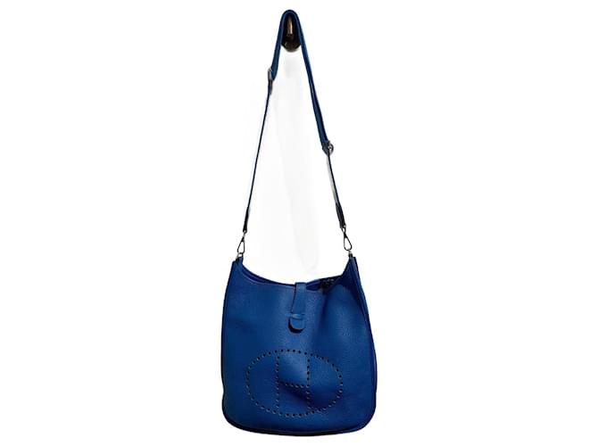 Evelyne Hermès HERMES  Handbags T.  Leather Blue  ref.827453