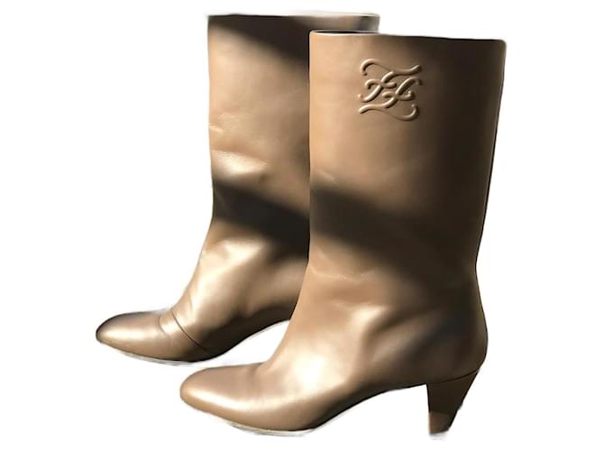 FENDI  Boots T.eu 38 Leather Brown  ref.827525