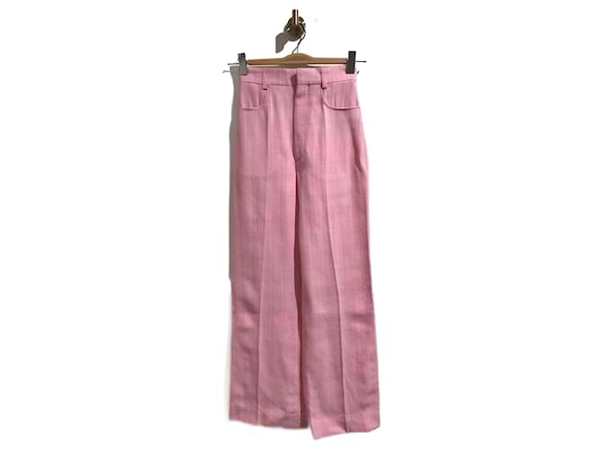 JACQUEMUS  Trousers T.fr 32 Viscose Pink  ref.827592