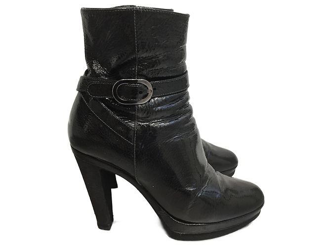 SERGIO ROSSI Botines T.EU 36.5 Cuero charol Negro
