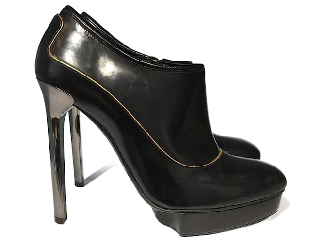 LANVIN  Ankle boots T.eu 37 Leather Black  ref.827705