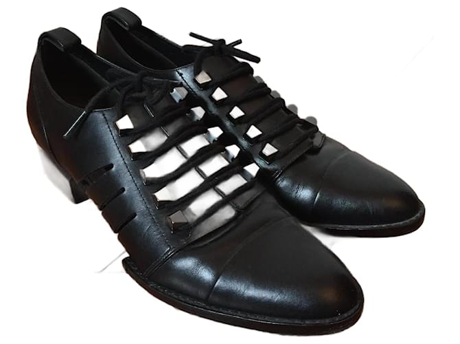 ALEXANDER WANG Chaussures à lacets T.UE 37 cuir de vachette Noir  ref.827711