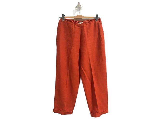 Hermès HERMES Pantalone T.Internazionale L Lino Arancione