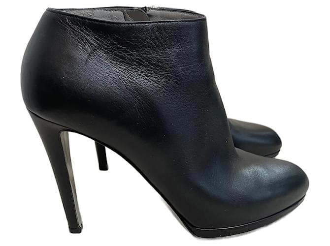 SERGIO ROSSI  Ankle boots T.eu 38 Leather Black  ref.827748