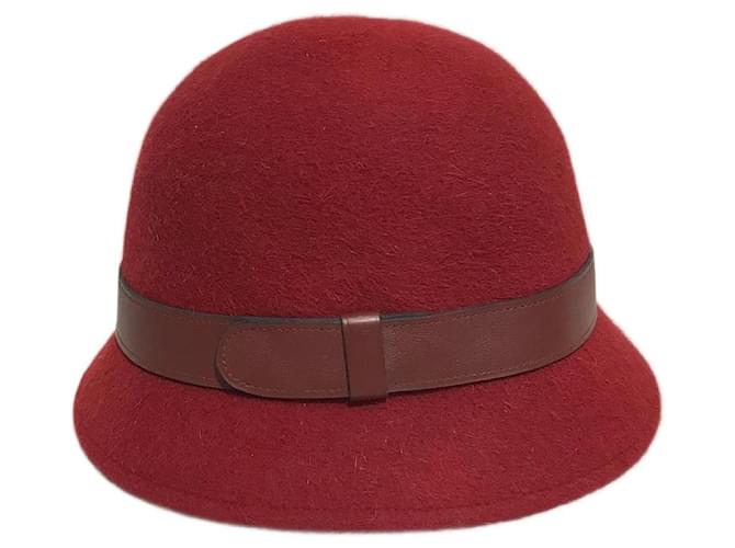 Hermès HERMES Chapeaux T.cm 57 Wool Laine Rouge  ref.827813