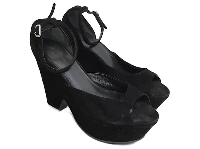 Céline CELINE Sandalen T.EU 37 Wildleder- Schwarz Schweden  ref.827942